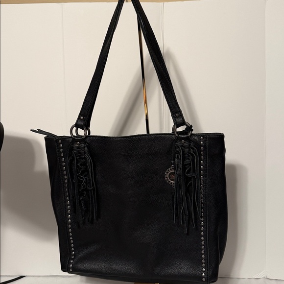 The Sak Black Leather Tote with Fringe and Studs - Picture 4 of 4